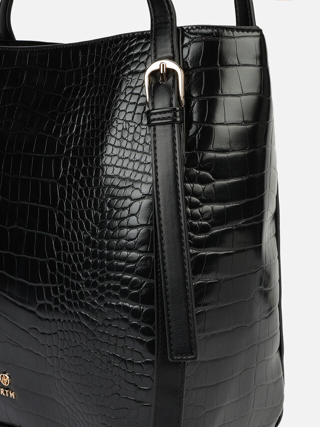 Maren Croco Tote - Black