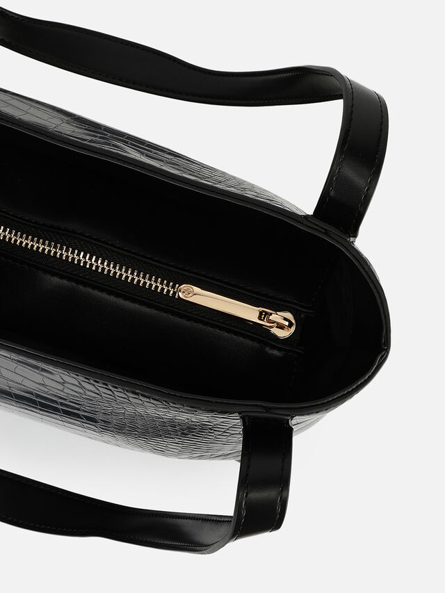 Maren Croco Tote - Black
