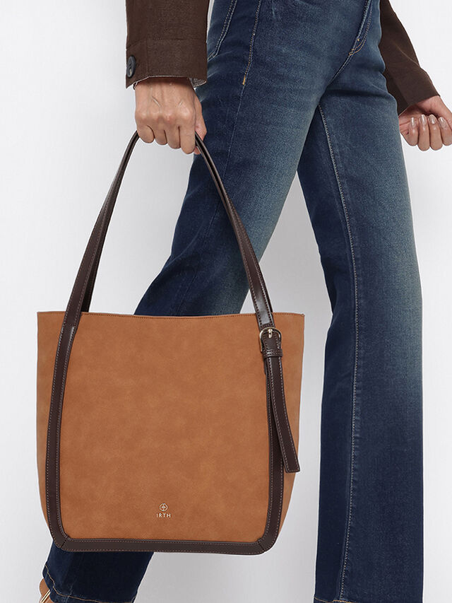 Maren Faux Suede Tote - Tan
